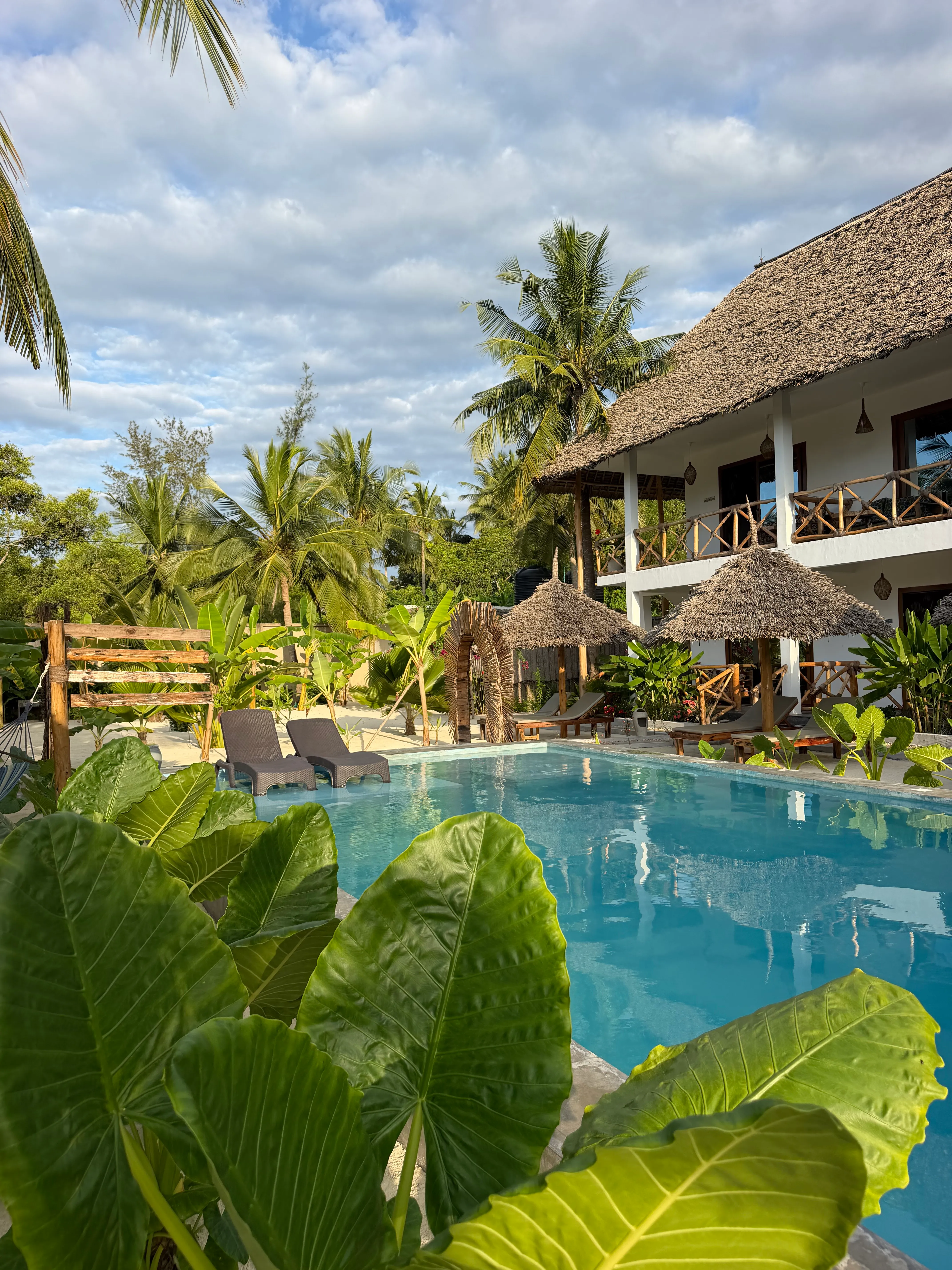 The pool looking at the villas